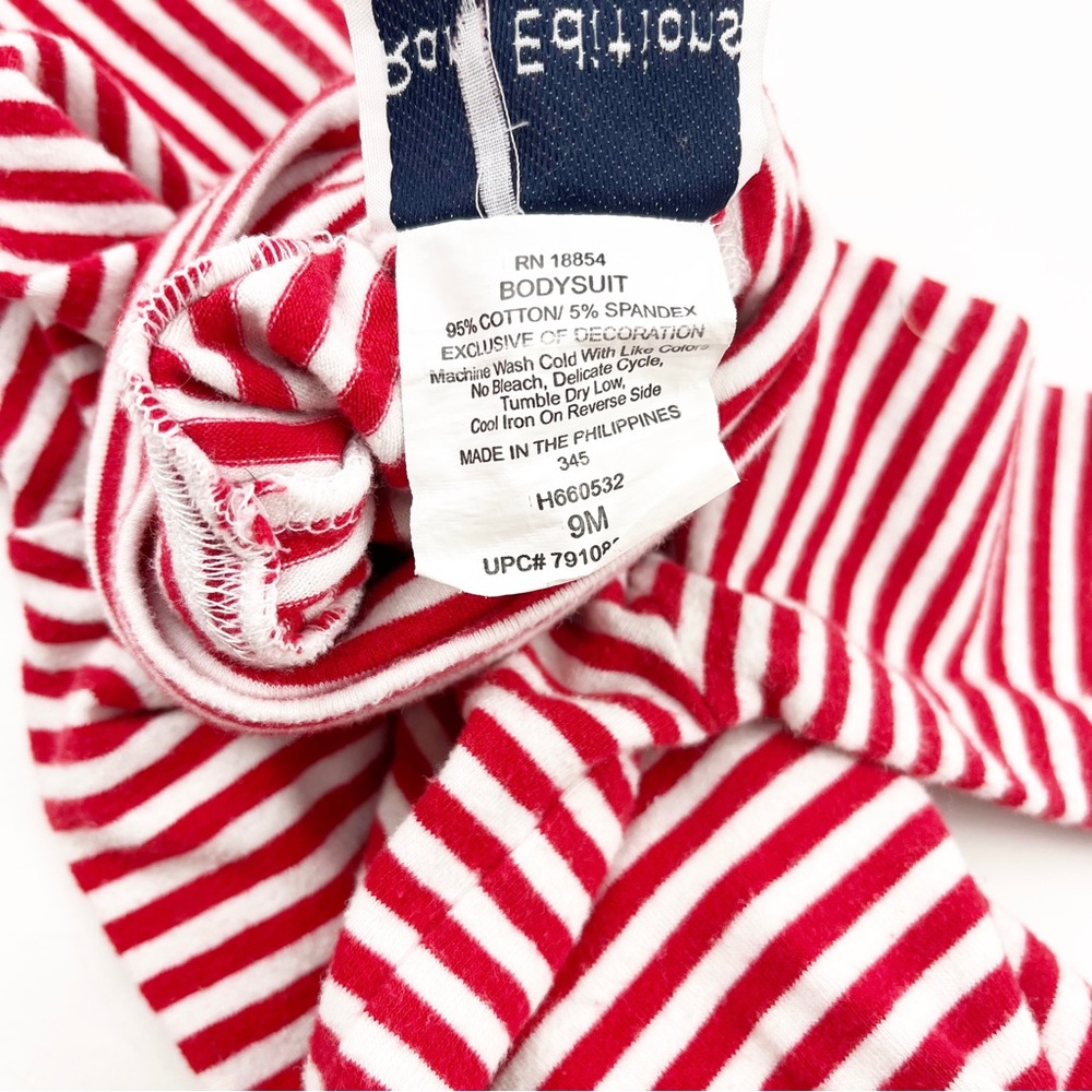 Vintage Rare Editions For Boys Long Sleeve Body Suit Red White Stripes 9M - Picture 5 of 8
